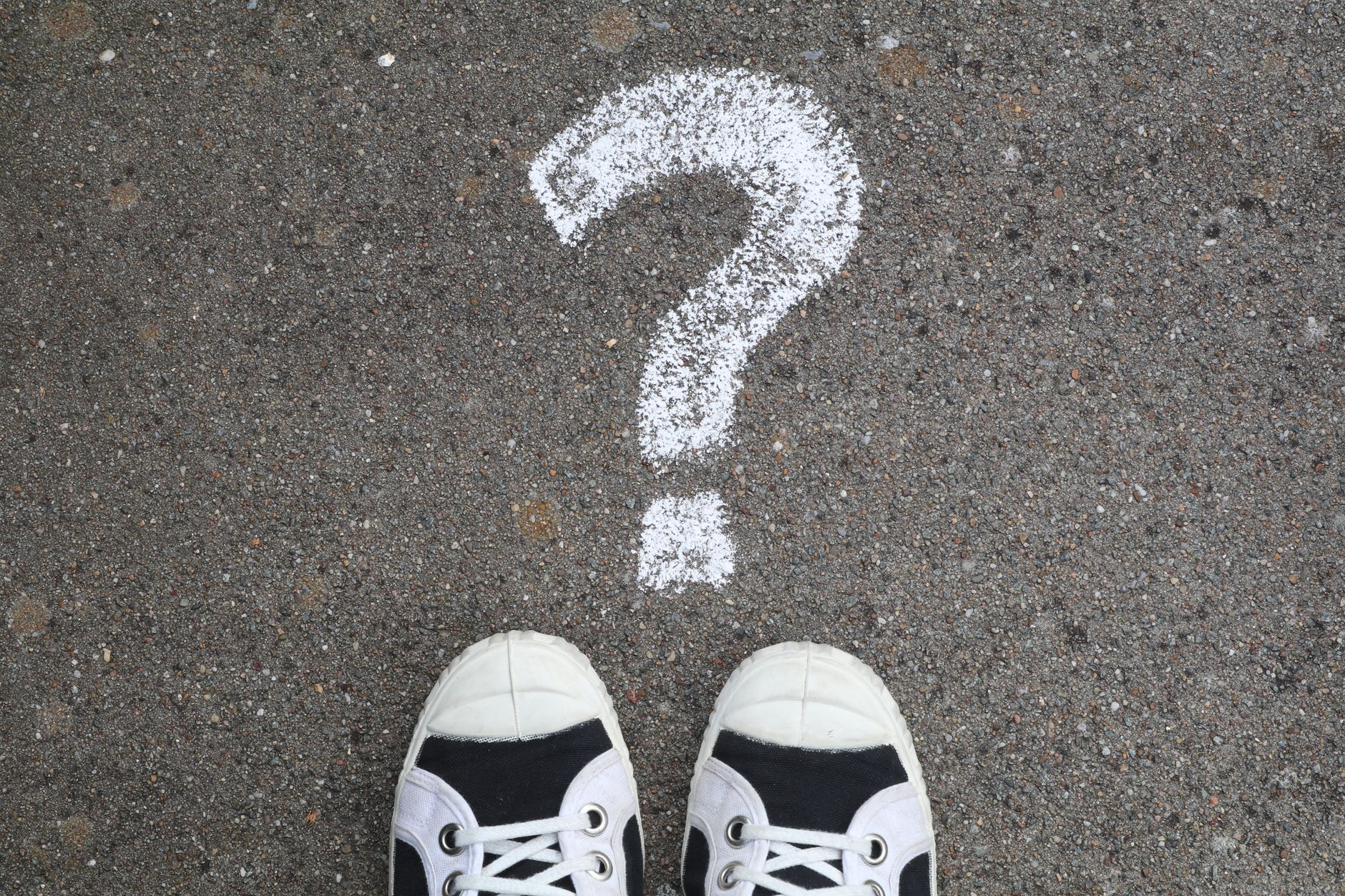 question mark on pavement